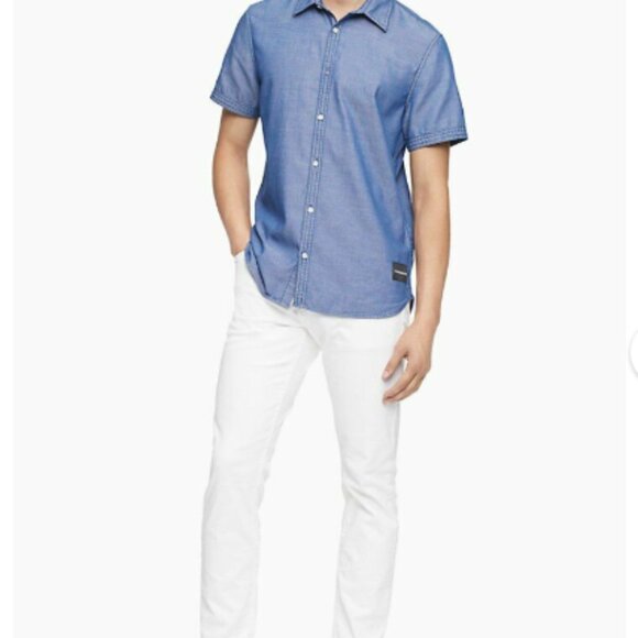 Men's Lot Of 2 Cotton Short Sleeve Button Up Casual Office Shirts  EUC Large - Picture 16 of 16